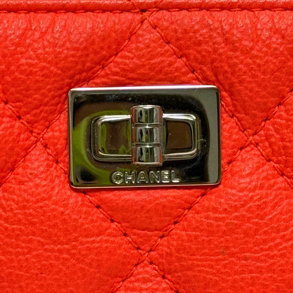 Chanel 2.55 Reissue Quilted Cosmetic Pouch Goatskin Orange O-Case - Picture 7 of 9